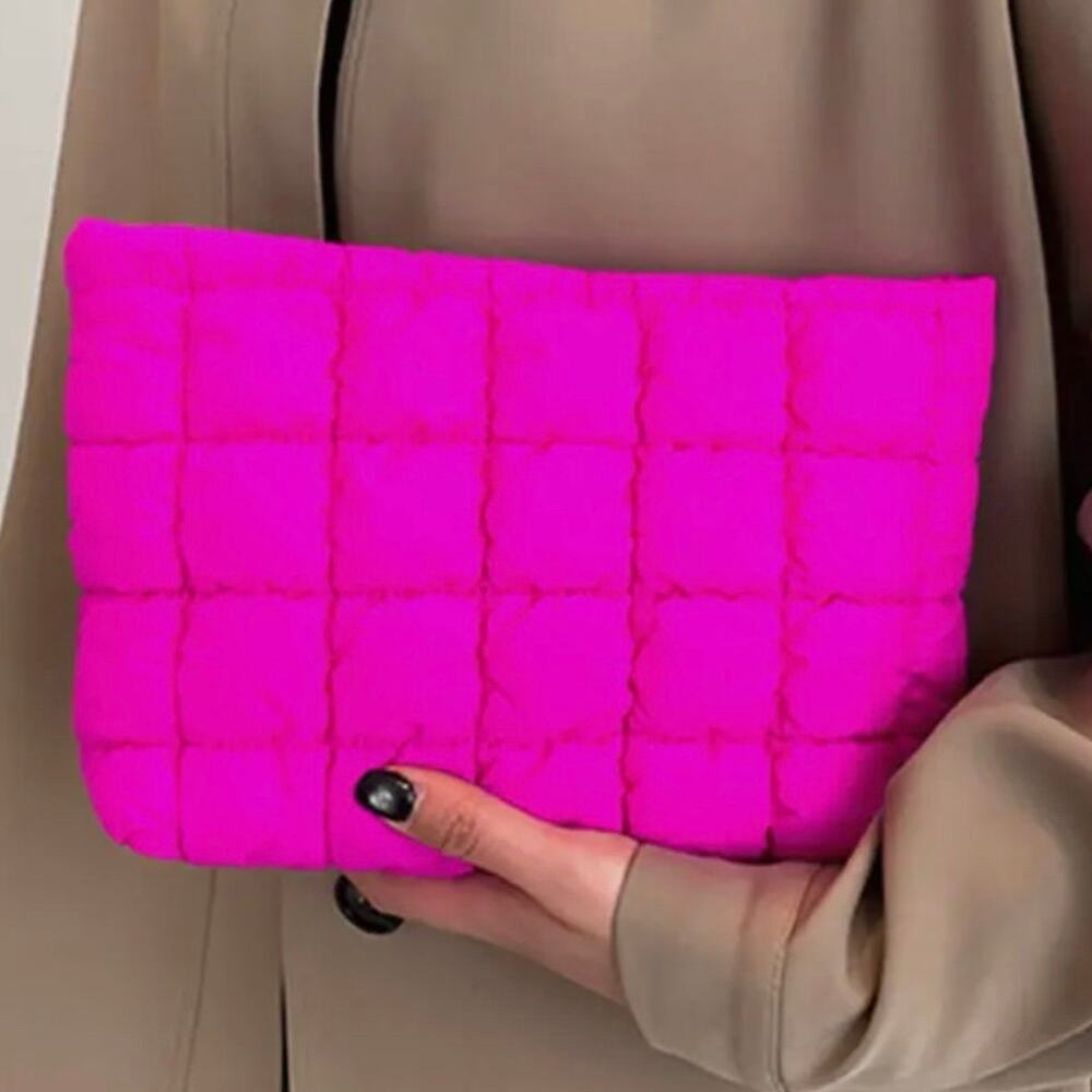 Quilted Cosmetic Makeup Pouch / Clutch